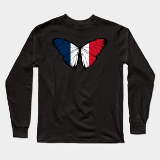 Vintage France Butterfly Moth | Pray For France and Stand with France Long Sleeve T-Shirt